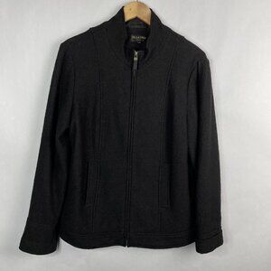 Della Spiga Italy  Wool Blend Full Zip Jacket  Black  Size Large Womens